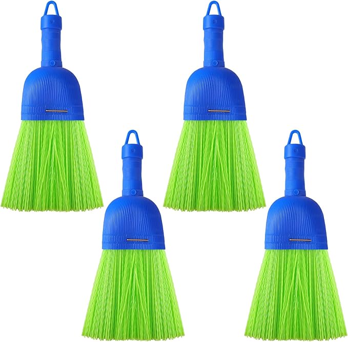 4 Pcs Whisk Broom Poly Fiber Handheld Brush Hand Brush Outdoor Car Broom with Hang Hole for Cleaning Indoor Porches Floors Decks Driveways Dirt Dust