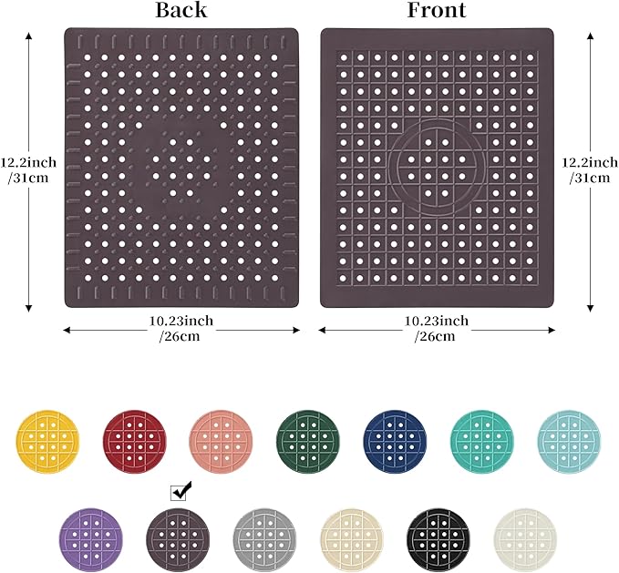WILLKOMMEN Kitchen Sink Mat, 12" x 10" Rectangular Sink Protector Pad, Fast-Draining Grid Design Liner, Dish Drying Mat 2 Pack Coffee