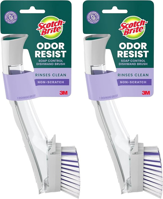 Scotch-Brite Advanced Soap Control Dishwand Brush Scrubber, Antibacterial* Dish Wand Brush with Soap Dispenser (Pack of 2)