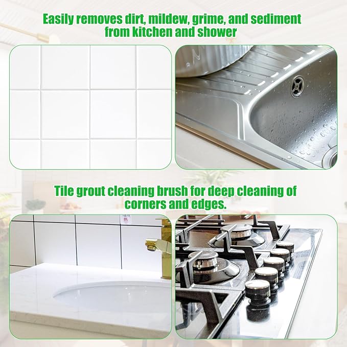 4pcs Grout Cleaner Brushes, V Shape Hard Bristle Crevice Stiff Cleaning Brush Grout Scrubber Shower Scrub Tool for Tile Floors, Tracks, Door Groove, Bathroom Gap, Kitchen, Window