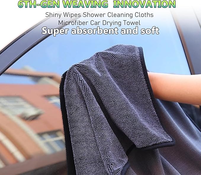Shiny Cleaning Cloths,3pcs Shiny Drying Towels,Shower Doors Drying Towels,16 * 24in Streak Free Glass Window Car Mirror Super Absorben Microfiber Cleaning Cloths (3pcs grey16*24")