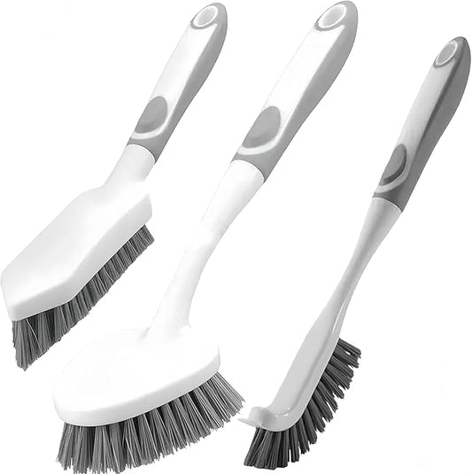 Scrub Brush for Cleaning-3 Pack Heavy-Duty Scrub Brushes Set Shower Scrubber Brush,Grout Brush,Scrubbing Brush with Stiff Bristles for Bathroom,Bathtub,Tile,Floor,Grout,Sink,Swimming Pool