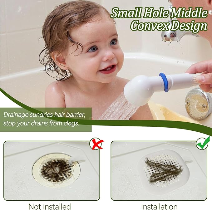 Waziaqoc 2 Pack Drain Hair Catcher, Square Silicone Hair Stopper Shower Drain Covers for Bathroom, Bathtub and Kitchen, Easy to Install and Clean(Grey)