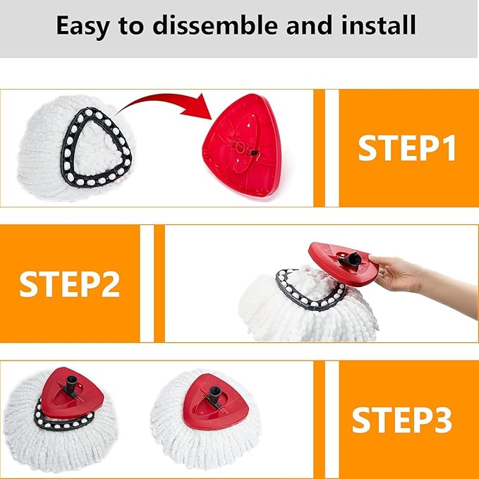 16Pack Spin Mop Replacement Heads,100% Microfiber Mop Head Replacement Compatible with Triangle Spin Mop, 360 Degree Spin Mop Refill for Easy House Cleaning Floor Mopping