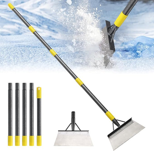 Garden Flat Shovel,74" Ice Scraper for Driveway Sidewalks, Floor Ice Snow Removal Tool for Outdoor Garden, Multifunctional Graden Shovel for Lawn Edging Weeding Chopping