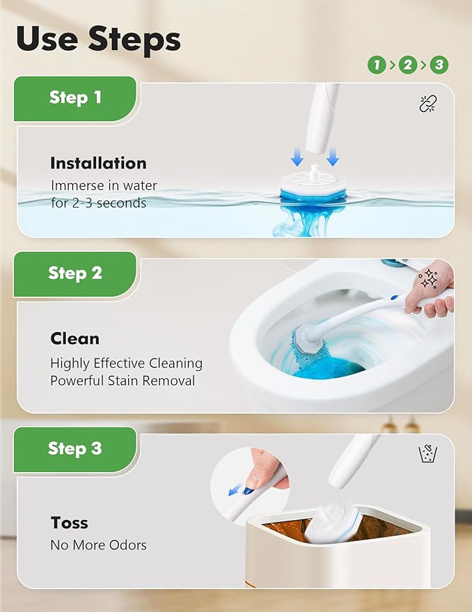 100 Count Toilet Wand Refills for Clorox, Compatible with Most Disposable Toilet Brush for Bathroom Cleaning
