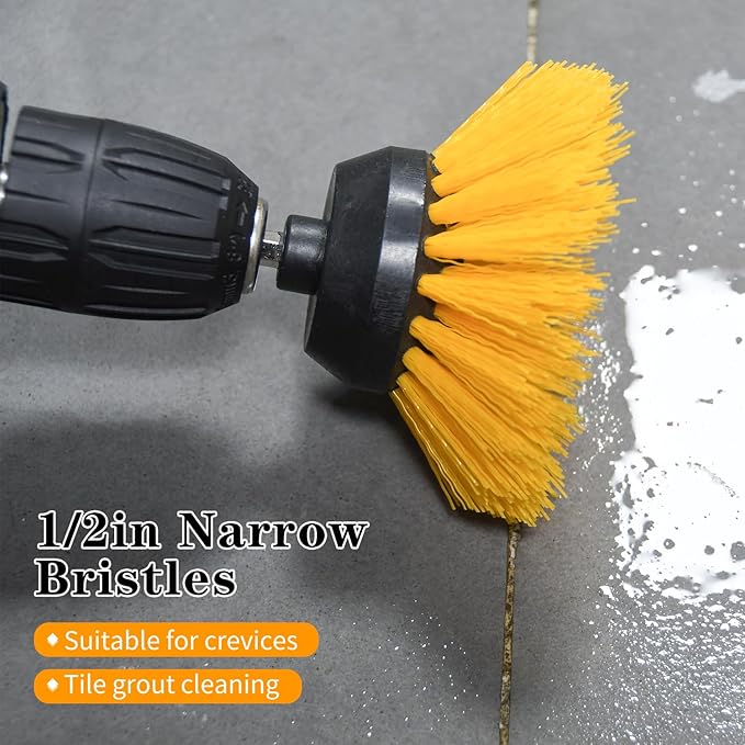 Grout Brush for Drill, 2025 New Crevice Cleaning Brush Set, 3pcs Drill Brush Attachment Kit, for Tile Grout, Corner, Sink, Kitchen, Window