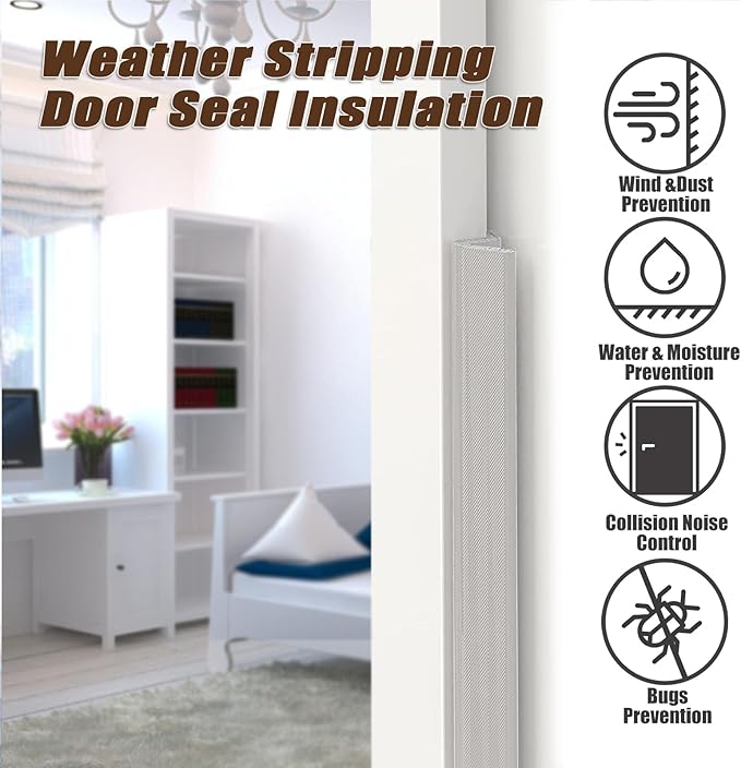 Door Frame Adhesive Weather Stripping Seal Strip PU Foam, PE Cover, Groove Slot Installation for Large Gap, Sound Heat Insulation, Dust Water Moisture Prevention (19.6ft, Black Adhesive)