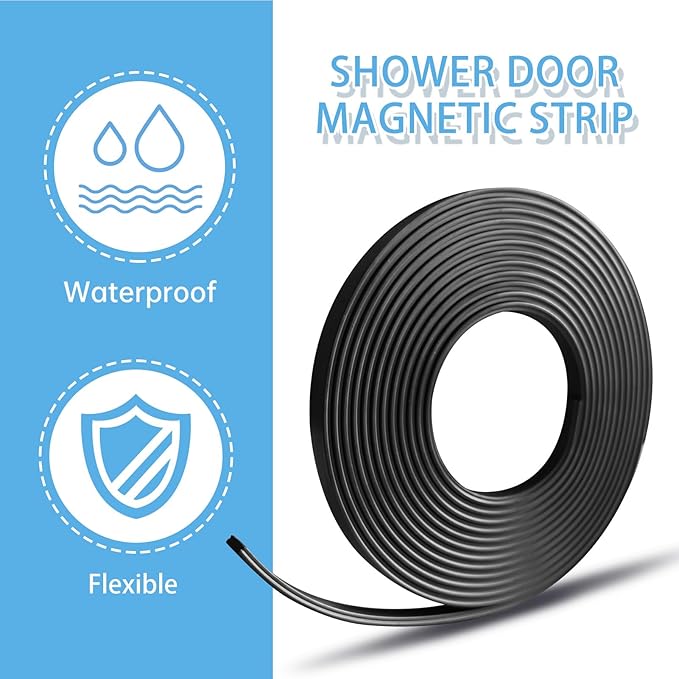 Magnetic Strips for Shower Door Replacement - 1/8" Thick Flexible Magnet Seal for Framed/Semi-Framed Glass Doors & Shower Curtain Bottom - Strong Magnetic Door Seal-157 Inch