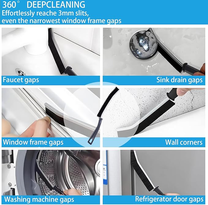 Washing Machine Cleaning Brush Set - 6-Piece Kit with 5 Crevice Cleaners & 1 Drum Brush for Front Load Washer | Nylon Bristle Rubber Seal Scrubber | Tight Space Accessories