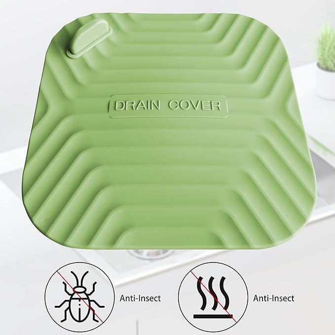 Shower Drain Cover Tub Stopper,2 Pieces Sewer Anti-Odor Mat Deodorizing Drain Plugs for Kitchen,Bathroom and Laundry(5.9x5.9 inch) Green