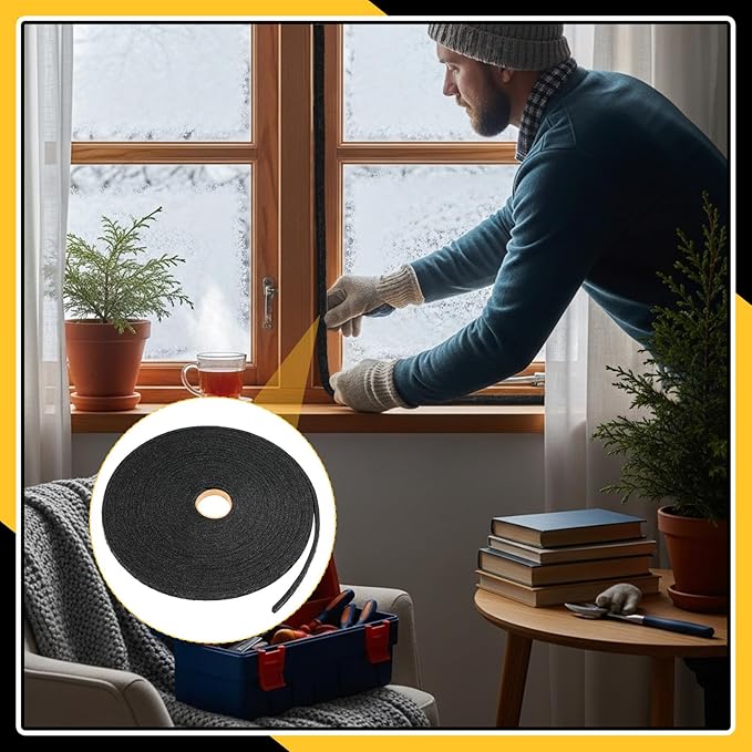 Pangda Nail on Felt Weatherstrip 3/8 Inch x 3/16 Inch x 33 ft Winter Gray Weather Stripping for Doors and Windows Brush Door Sweep Draft Dust Stopper Sliding Seal