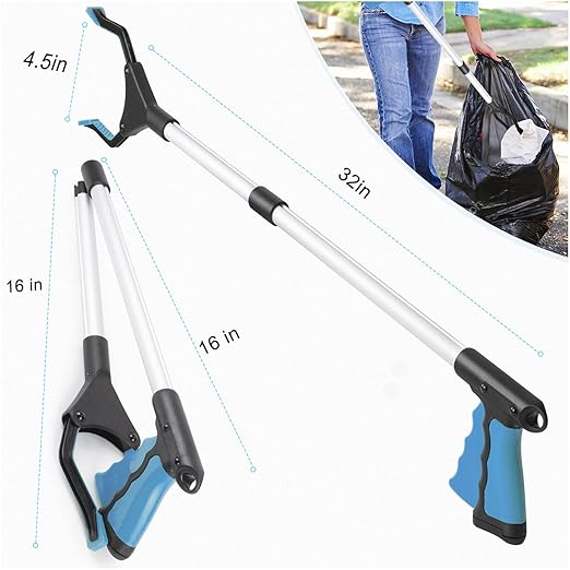 2-Pack Grabber Tool, 32" Long Reacher Grabber Pickup Tool, Trash Picker Grabber for Elderly Grab It Reaching Tool, Garbage Picker Upper Grabber, Litter Pick Up Grab Tool, Claw Grabber