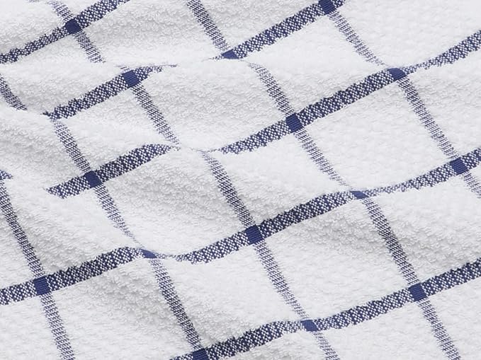 Cotton Cleaning Rags Terry Dish Cloths for Washing Dishes, Set of 8 Dish Rags for Cleaning, Light and Soft Dish Towels for Kitchen Drying Dishes, 12 Inch x 12 Inch (Blue Set)