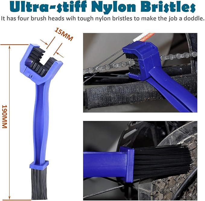 Bike Chain Cleaner, 4 Piece Bike Cleaning Kit, Chain Cleaner for Cycling, Suitable for Mountain Bike, Road Bike, BMX, Bicycle Cleaning Brush Tool for Drivetrain, Gear, Cassette, Sprockets