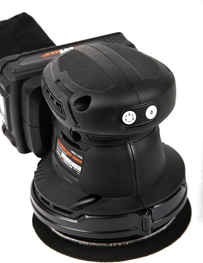 WEN Cordless Orbital Sander, Brushless with 5-Inch Random Orbit Pad, 20V Max 2.0 Ah Lithium-Ion Battery and Charger (20405),Black