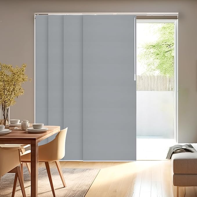 CHICOLOGY Sliding Door Blinds , Blinds for Sliding Glass Doors , Sliding Glass Door Blinds , Vertical Blinds for Patio Doors , Room Divider , Skyrise Grey (Light Filtering) W:46-86 x H: 0-96 inch