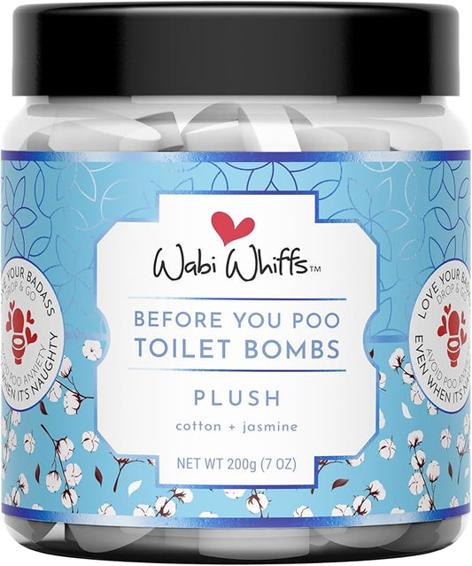 Wabi Whiffs Fizzing Toilet Bombs – Plush | Natural Bathroom Deodorizer | Odor Eliminator Tablets For Freshness & Cleanliness | Eco-Friendly Septic Safe Tablets | 60 Count |