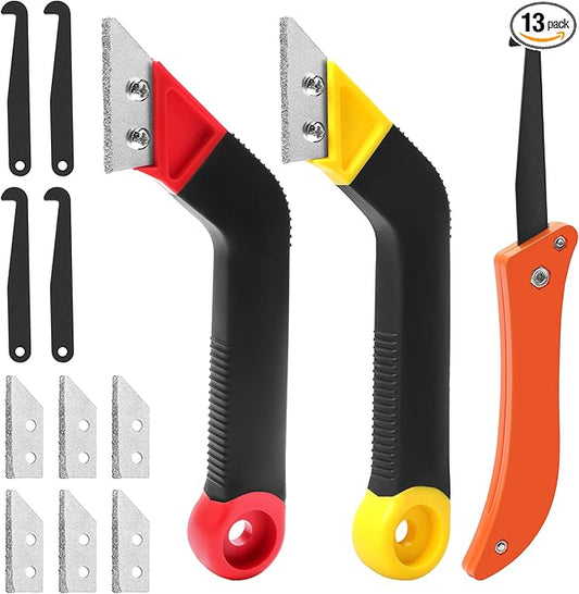 Coitak 13 PCS Grout Removal Tool Kit, 2 Tile Grout Saws with 6 Extra Blades, Hand Saw with 4 Extra Blades, Ideal for Tile Gap Cleaning and Repair