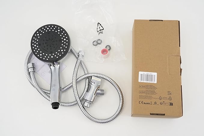 VOXON Shower Head High Pressure 10 Functions, Built-in 2 Power Wash Mode to Clean Corner, Non-Clogging Nozzles, Leakproof Stainless Steel Hose&Adjustable Bracket,for Man, Women, Pet