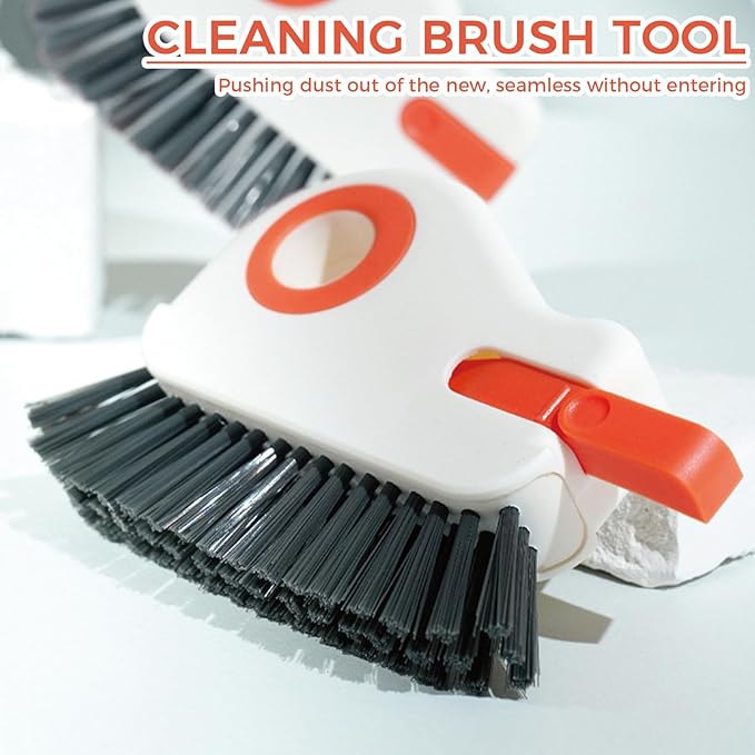 2 Sets Window Track Cleaner Tools, 2-in-1 Groove Cleaning Brush with Scraper & Dustpan, Hard Bristle Crevice Brush for Sliding Door, Window Sill, Shower Seal, Reusable Deep Cleaning Tools