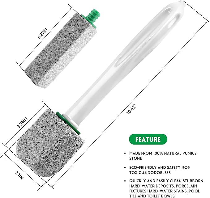 Pumice Stone Toilet Bowl Cleaner With Long Handle Pumice Stone Toilet Cleaner Rust and Grease Stain Clean Suitable for Toilets Bathroom Sink,BBQ 2 Wand+ 10 Pack Pumice Stones