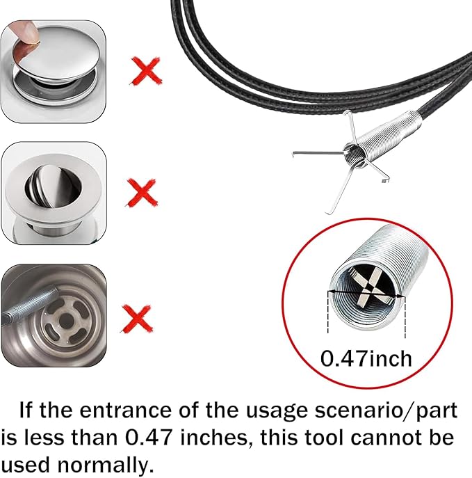 116" Drain Snake for Hair Clogs with 4 Claws Bendable Hose - Flexible Grabber Claw Pick Up Reacher Tool for Clogged Drains Opener