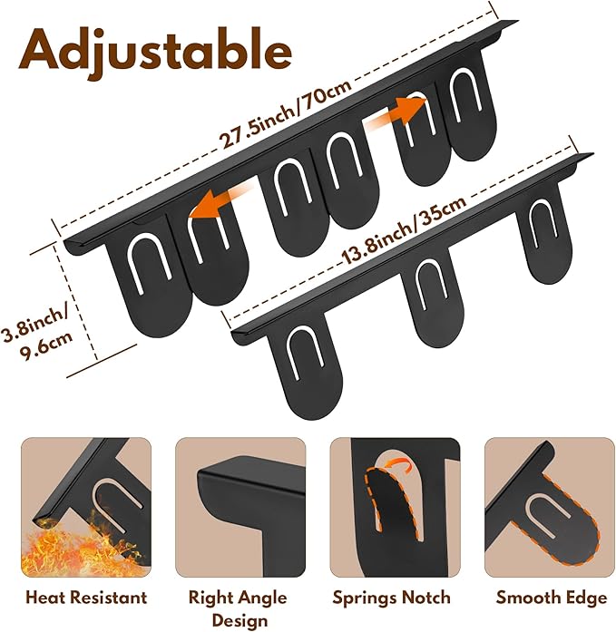 RECAPS Stainless Steel Extendable Stove Gap Covers Fliter 13.8"to 27.5"In, Stove Side Gap Covers for Kitchen, Heat Resistant Oven Crack Guard for Counter (2 Packs，Black）