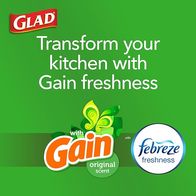 Glad ForceFlex Tall Kitchen Drawstring Trash Bags,13 Gal,Gain Original,80 Ct (Package May Vary),(Pack of 3)