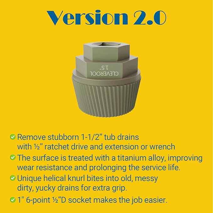 1.5" Tub Drain Extractor with 1inch Socket, Remove The Old, Broken, Stubborn, Rusted Drain Tub Bathtub Stopper, Strong Grab Plumbing Tools with Solid Storage Case