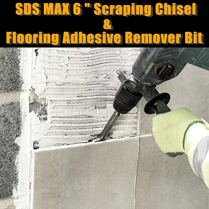 6 Inch Wide Tile & Thinset Scaling Chisel SDS-Max Shank, 6" x 15" Scraper Removal Bit, Ideal for Rotary Hammer Drills Compatible with SDS-Max