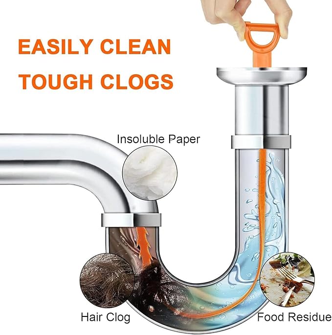 12 Pack Drain Clog Remover - Flexible Drain Snake for Effective Cleaning Hair and Debris in Sink or Bathtub, 19.6-Inch