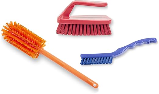 SPARTA Detail Brush Grout Brush, Crevice Brush with Hanging Hole for Bathroom, Kitchens, Countertop, Plastic, 9 Inches, Blue, (Pack of 6)