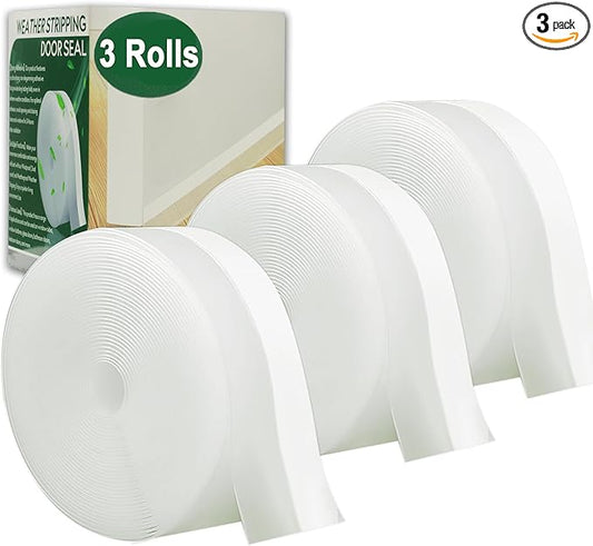 49 Feet Clear Weather Stripping Door Seal, Draft Seal Tape for Doors, Silicone Draft Seal Insulation Tape Strip, Under Door Seal Strip for Window and Door Bottom 3 Rolls Total 49ft (Width 35mm)