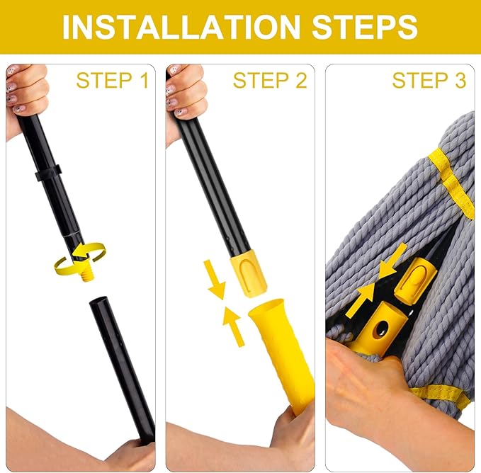 KeFanta Self-Wringing Twist Mops with 1 Extra Refill, Mops for Floor Cleaning with 57 " Long Handle, Microfiber Floor Mop for Hardwood Commercial Household Clean (1 Handle & 2 Mop Heads)
