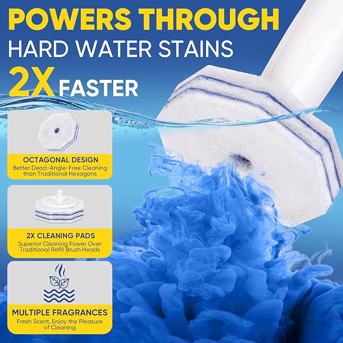150Ct Aromative Toilet Brush Refills, Toilet Bowl Cleaner Refills, Double-Layer Cleaning Pads Added, Disposable Refill Heads for Toilet Bowl Cleaner Wands，Lemon, Blue Ocean, Lavender （Patented）