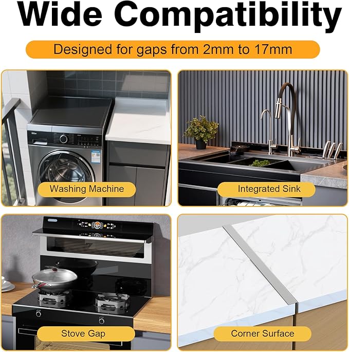 Stove Gap Covers Stainless Steel, 2 Pack Stove Gap Fillers Oven Gap Filler, Easy Retractable Length 13.8" to 27.5", Heat Resistant, Kitchen Stove Gap Cover Gap Filler for Stove and Counter, Silver