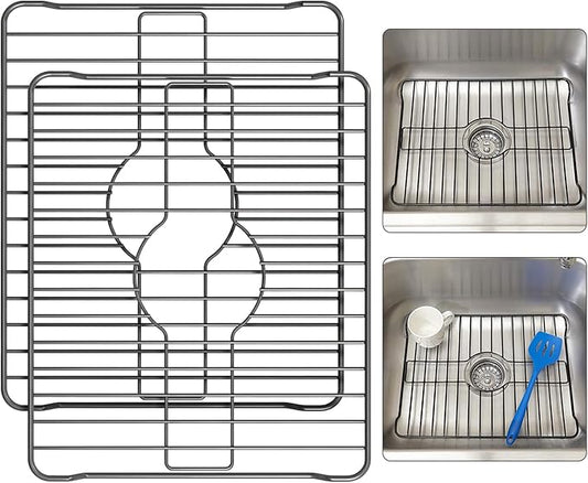 Better Houseware Sink Protectors for Kitchen Sink, Protective Metal Grid, 16x12.3x1 inches, Black Kitchen Sink Mat to Shield Sink Base from Scratches, Rust-Resistant Coating, 2 pack, M
