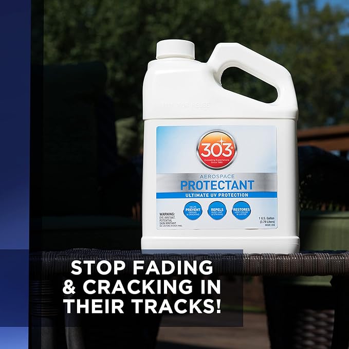 303 Products Aerospace Protectant Spray, UV Protection for Outdoor Surfaces – Protects Vinyl, Plastic & Rubber, Repels Dust & Dirt, Matte Finish, 1 Gallon