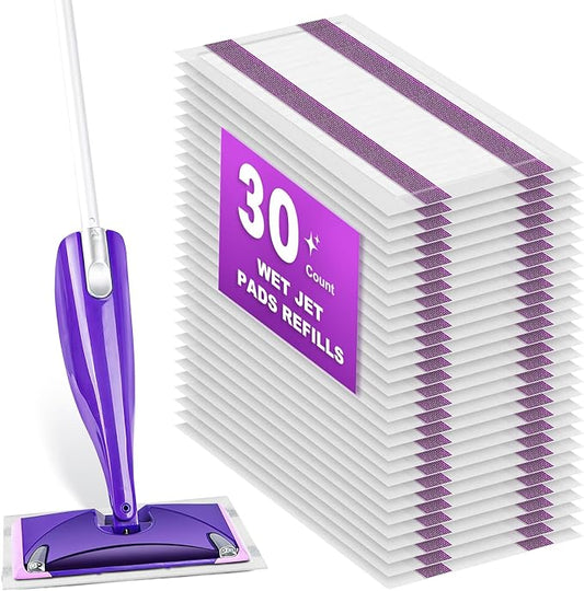 Wet Jet Refills Compatible with Swiffer Wet Pads Refills Hardwood Floor Cleaner Spray Mop Pad Refill, Bathroom Cleaning Supplies, Hardwood Floor Cleaner, Multi Surface，30 Count