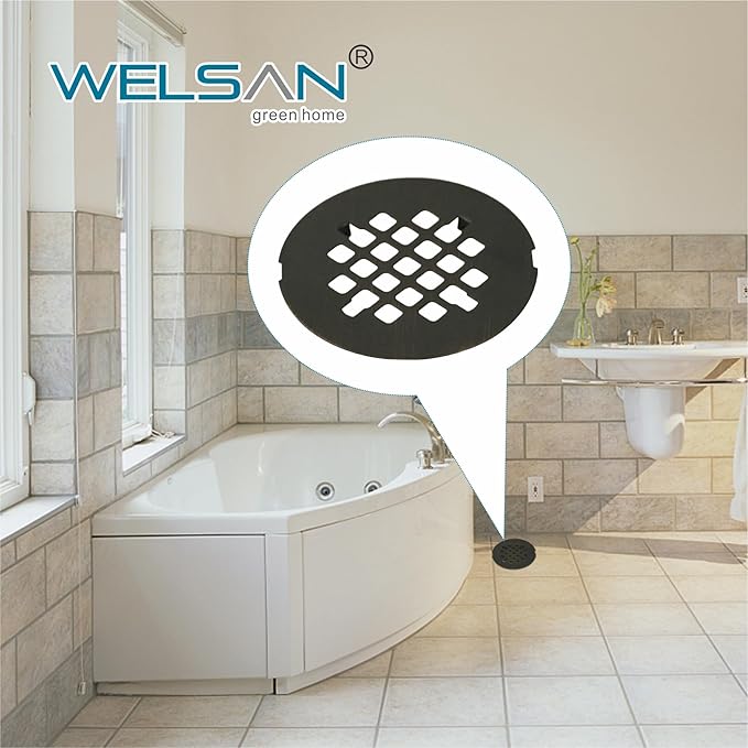 Oil Rubbed Bronze Snap-in Shower Drain Cover Replacement, Welsan Stainless Steel 4-1/4" OD Round Shower Strainer Grid Easy to Install