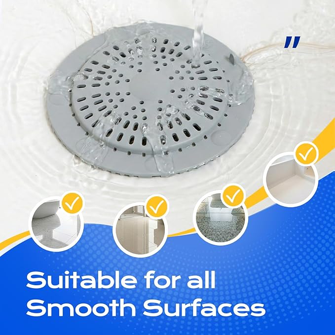 VLM 2 Pack Tub Stopper Bathtub Drain - Shower Drain Cover with 8 Strong Suction Cups, Upgraded Large Size Drain Cover for Bathtub, Shower, Laundry, Sink