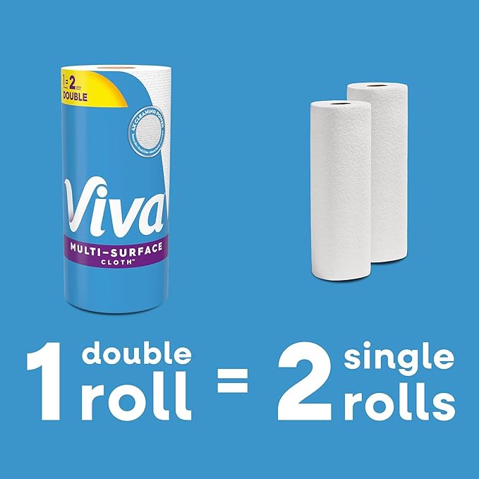 Viva Multi-Surface Cloth Paper Towels, Choose-A-Sheet Size, 3 Double Rolls, 110 Sheets per Roll (Packaging May Vary)