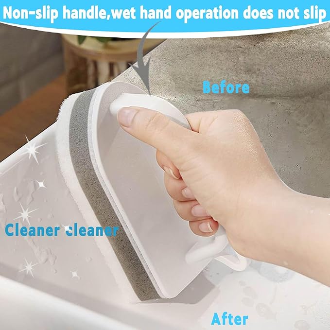 Handle Bathtub Sponge Scrubber, Scrub Brushes for Cleaning Bathroom Scouring Pad Sponge, Non-Scratch Remove Soap Scum, Kitchen, Pool, Tub, Shower Tile