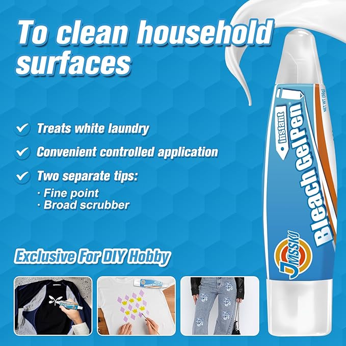 Bleach Pen For Clothing, Bleach Pen, bleach gel pen, Stain Remover Pen, Clothing Bleached DIY Design, Mold Stain Remover Gel,Travel,Instantly Remove Stains,Pearl White (1.76 Fl Oz (Pack of 2), Lemon)