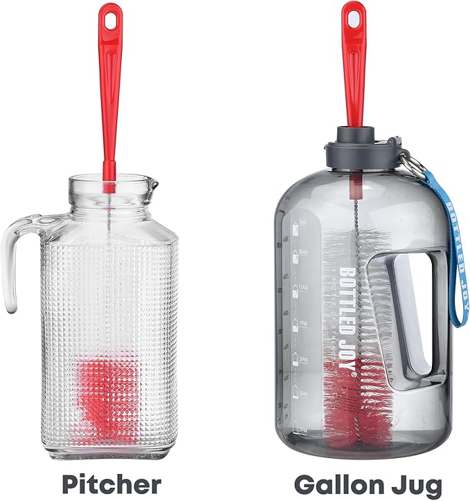 ALINK 16 inch Extra Long Red Bottle Cleaning Brush Cleaner for Washing Narrow Neck Beer/Wine/Thermos/Sport Well, Brewing Bottles, Hummingbird Feeder