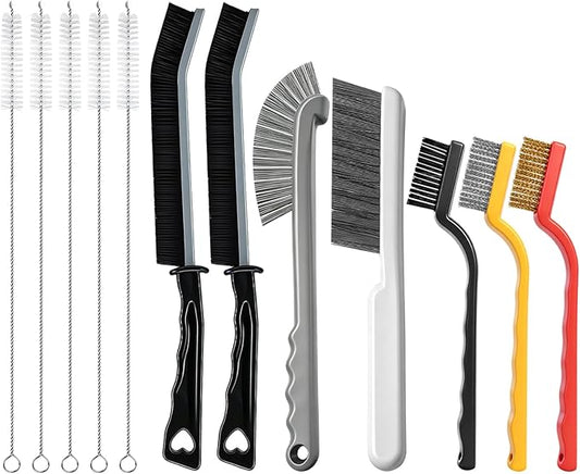 12pcs Crevice Cleaning Brush, Hard Bristle Scrub Brushes Tools, Straw Cleaner Brush for Sill, Tile Lines, Shutter, Corner, Sink Sippy Cup and Water Bottle