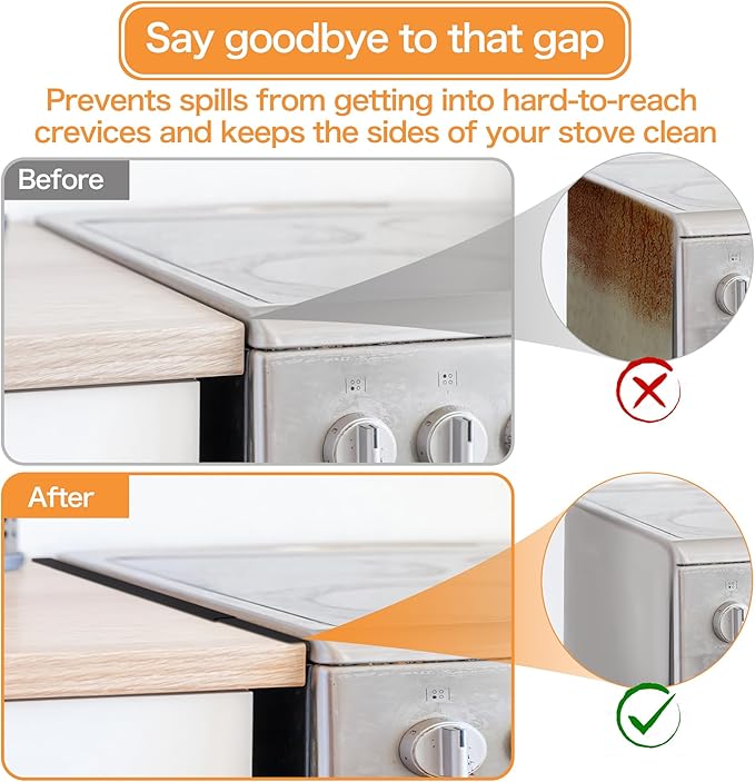 Stove Gap Covers Stainless Steel (2 Pack),Stove Gap Filler,Range Trim Kit,Oven Gap Filler,Heat Resistant and Easy Retractable Length 13.8" to 27.5",Width 0.79",Black