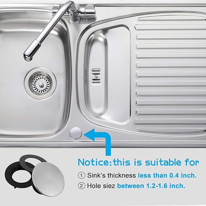 2 Pcs Kitchen Faucet Hole Cover Stainless Steel, Premium Sink Tap Hole Cover, Brushed Stainless Steel