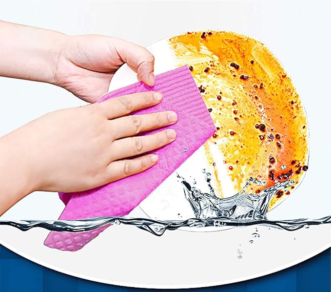 Swedish Dishcloth Reusable Kitchen Dish Towels Absorben and Fast Dry Cleaning Cloths Set of 4 No Odor Wipes (Multicolor)